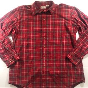 LL Bean Mens Extra Large Tall Plaid Red Flannel